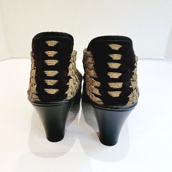 Bernie Mev Claire Peep Toe Booties Womens Size 39 8.5 Bronze Woven Pumps Sandals - Picture 5 of 10
